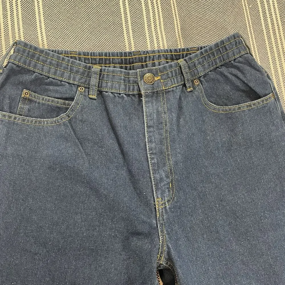 Vintage Haband Casual Joe Jeans Mens Fit 32x26 (34 Tag) Blue Denim Elastic Waist